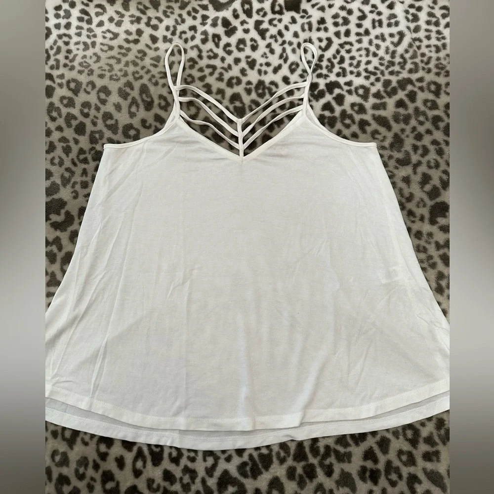 2015 Express One Eleven Double V-neck Strappy Front Cami Tank Top White Small